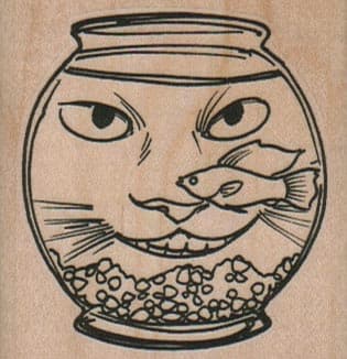 Cat And FishBowl 2 1/4 x 2 1/4-0