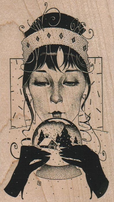 Lady With SnowGlobe 2 3/4 x 4 3/4-0