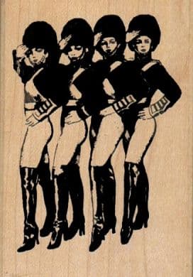 Four Saluting Showgirls 2 1/4 x 3 1/4-0