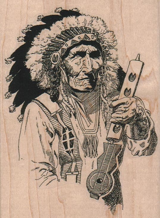 Indian Chief With Peace Pipe 3 3/4 x 5-0