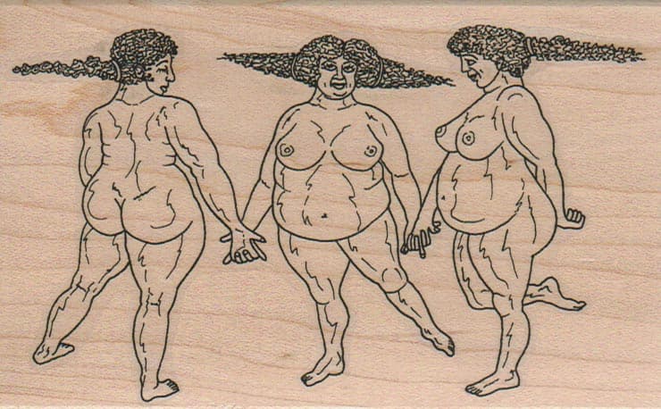 Three Plump Graces 3 1/4 x 5-0