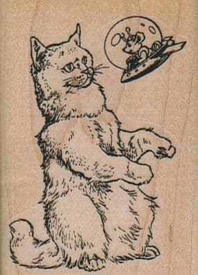 Cat With Space Mouse 2 x 2 3/4-0