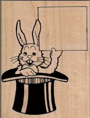 Bunny In Hat With Sign 2 3/4 x 3 1/2-0