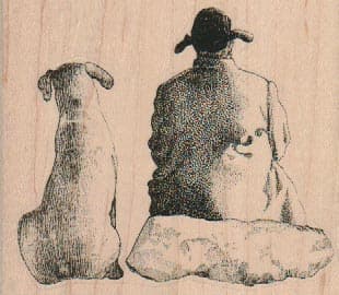 Man And Dog Sitting 3 1/4 x 2 3/4-0