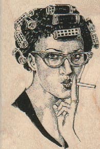 Curler Lady Smoking 2 1/4 x 3-0