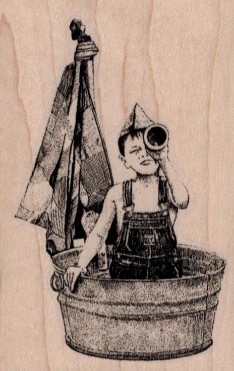 Boy in Tub Boat 2 1/2 x 3 3/4-0