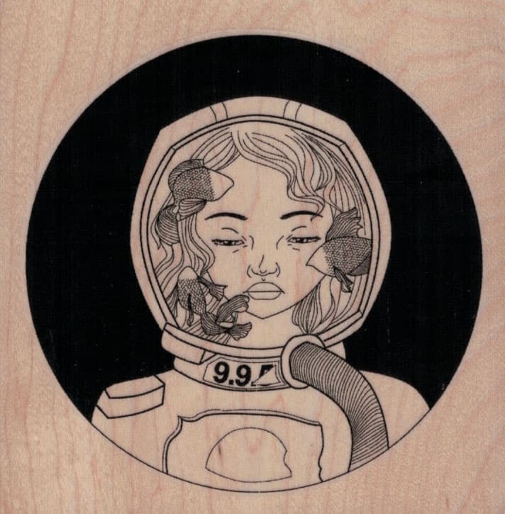 Aquarium Space Girl 3 3/4 x 3 3/4-0