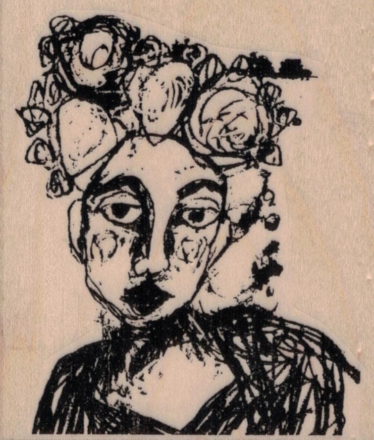 Tina Walker Big Eyed Scribble Girl 2 3/4 X 3