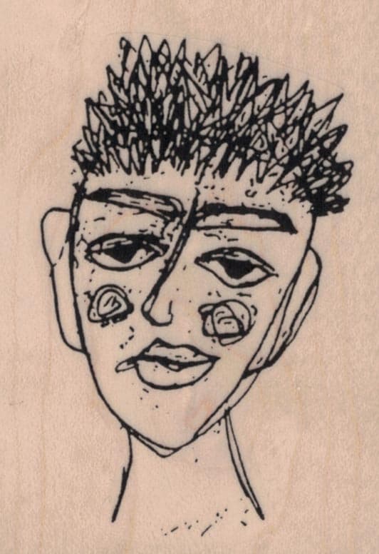 Tina Walker Scribble Girl Spiky Hair 2 X 2 3/4