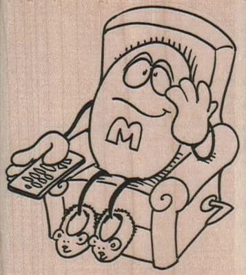 M In Chair Watching Tv 2 1/2 X 2 3/4