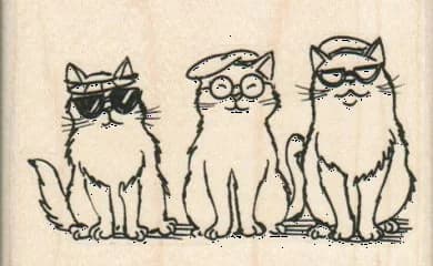 Three Cats In Glasses 3 1/4 X 2