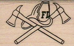 Fire Department Hat And Axes 1 3/4 X 2 1/2