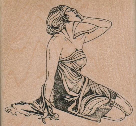 Sitting Lady With Hand On Head 3 3/4 X 3 1/2