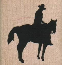 Silhouette Cowboy On Horse 1 3/4 X 1 3/4