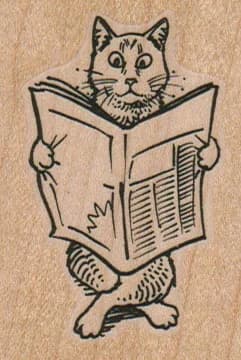 Cat With Newspaper 1 3/4 X 2 1/2