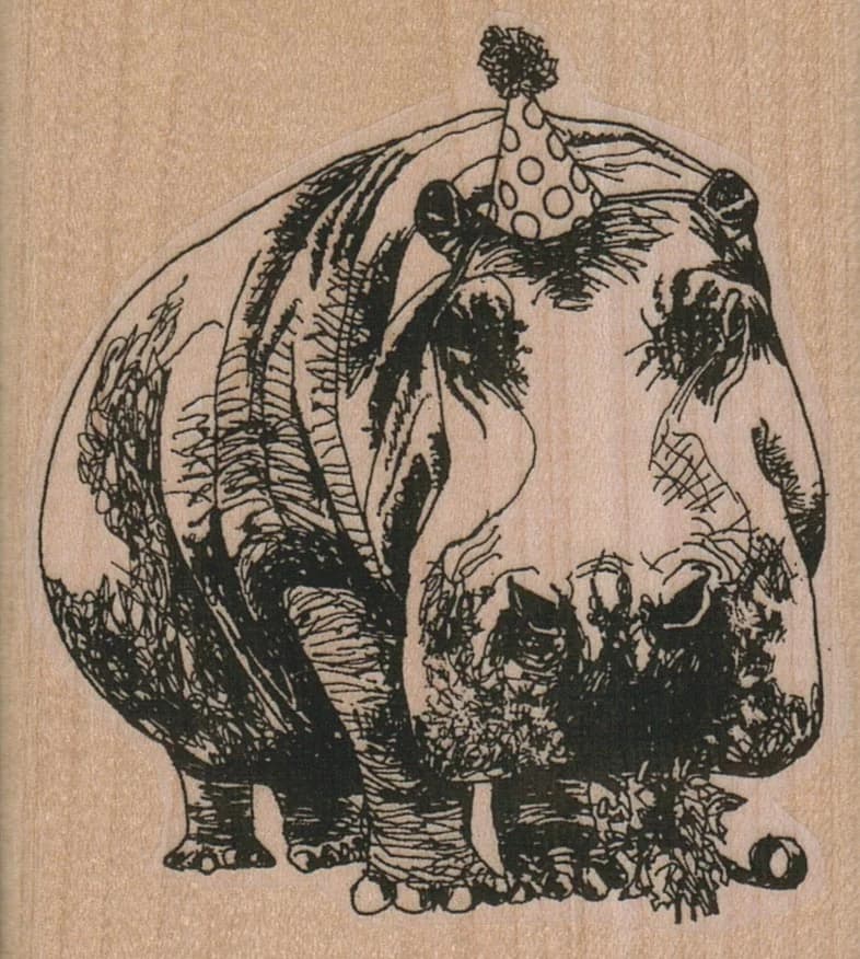 Hippo With Party Hat 2 3/4 X 3