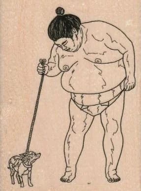 Sumo Wrestler & Dog 2 1/4 X 2 3/4