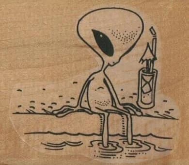 Alien Sitting Poolside 2 1/2 X 2 3/4