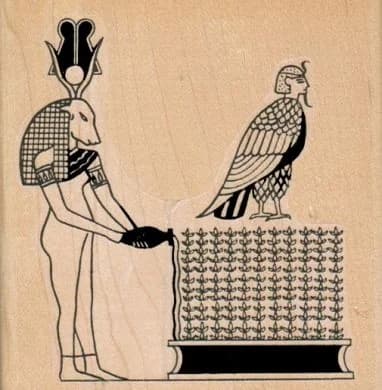 Egyptian Watering Flower Scene 3 1/2 X 3 1/2