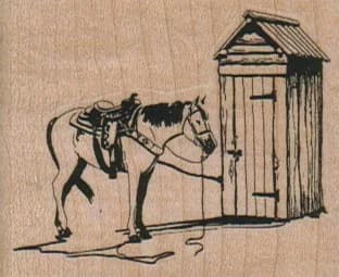 Horse By Outhouse 2 1/4 X 1 3/4
