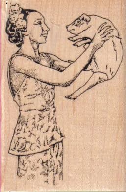 Lady With Pig 2 1/2 X 3 1/2