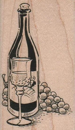Wine Bottle/glass/grapes 2 1/4 X 3 3/4