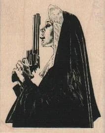 Nun Licking Gun 2 1/4 X 2 3/4