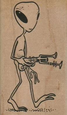 Alien With Gun 2 X 3 1/4