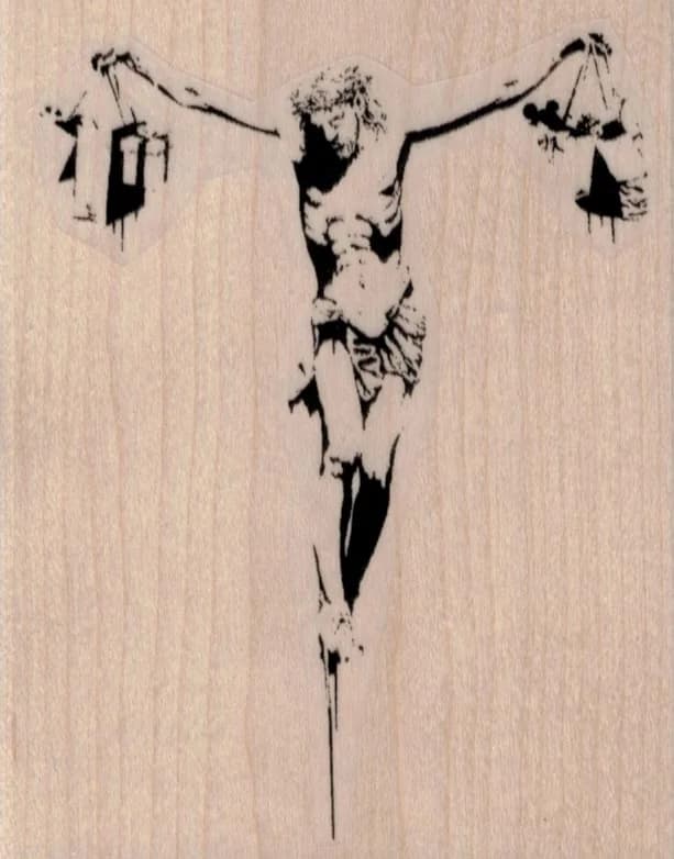 Banksy Shopping Jesus On Cross 3 1/4 X 4