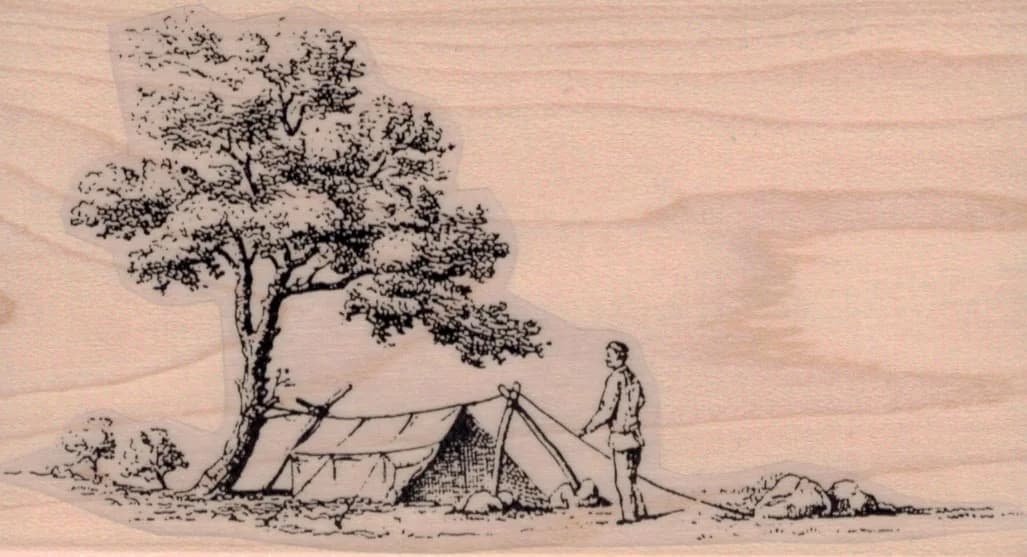 Men Setting Up Camp 3 X 5 1/4