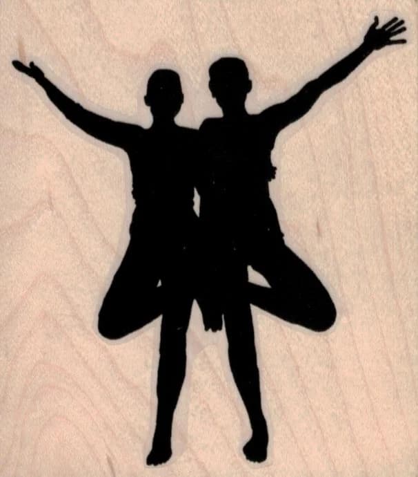 Double Tree Pose Silhouette 3 1/4 X 3 1/2