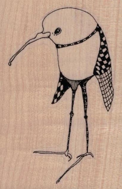 Whimsical Long Beak Bird 2 1/4 X 3 1/4