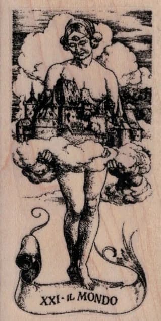 Tarot Xxi The World 1 3/4 X 3 1/4