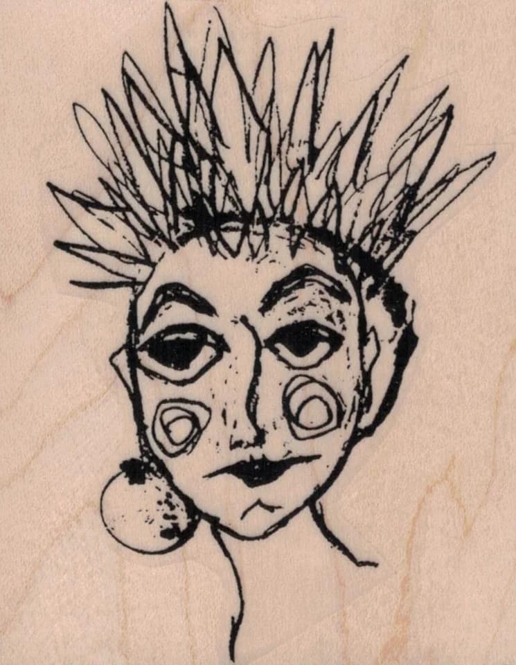 Tina Walker Spiky Hair Scribble Girl 2 3/4 X 3 1/4
