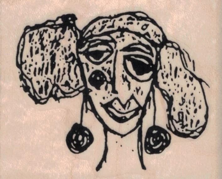 Tina Walker Scribble Girl Pigtails 2 1/2 X 2