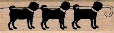 Three Pugs With Cane 1 X 3