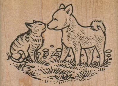 Dog Greeting Cat 2 3/4 X 2
