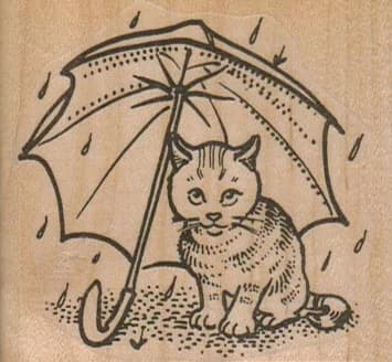 Cat Under Umbrella 2 1/2 X 2 1/4