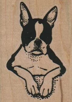 Boston Terrier Crossed Paws 1 3/4 X 2 1/4