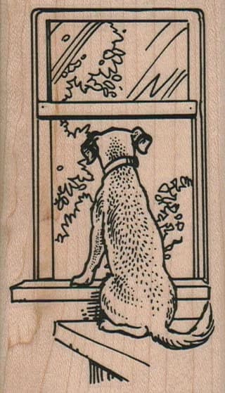 Dog Staring Out Window 2 1/4 X 3 3/4