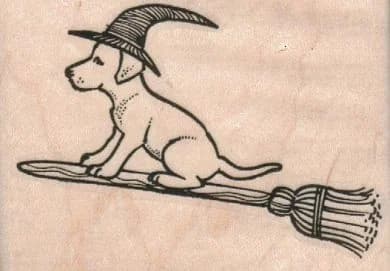 Dog Witch On Broom 2 3/4 X 2