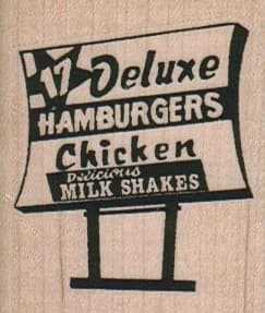 Deluxe Hamburgers Sign 1 3/4 X 2