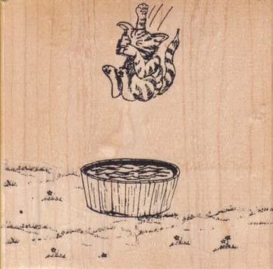 Cat Jumping In Bucket 5 1/4 X 5
