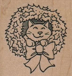 Cat In Wreath 2 1/4 X 2 1/4