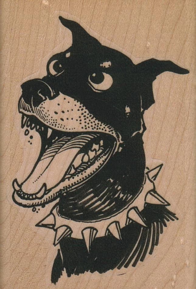 Spike Collared Doberman 2 1/4 X 3 1/4