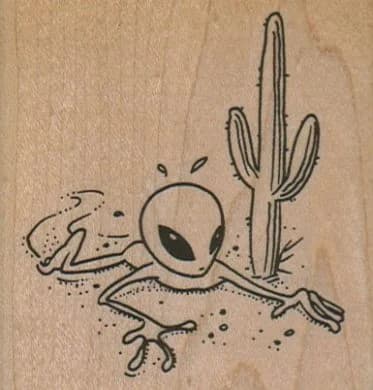 Alien In Desert 2 3/4 X 2 3/4