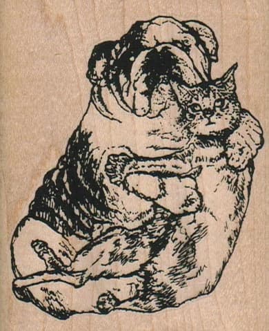 Bulldog And Cat Pals 2 3/4 X 3 1/2