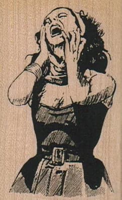 Screaming Lady Hands On Face 1 3/4 X 2 3/4