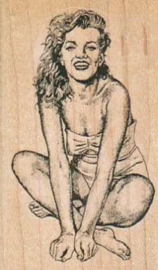 Swimsuit Lady Sitting 1 3/4 X 2 3/4