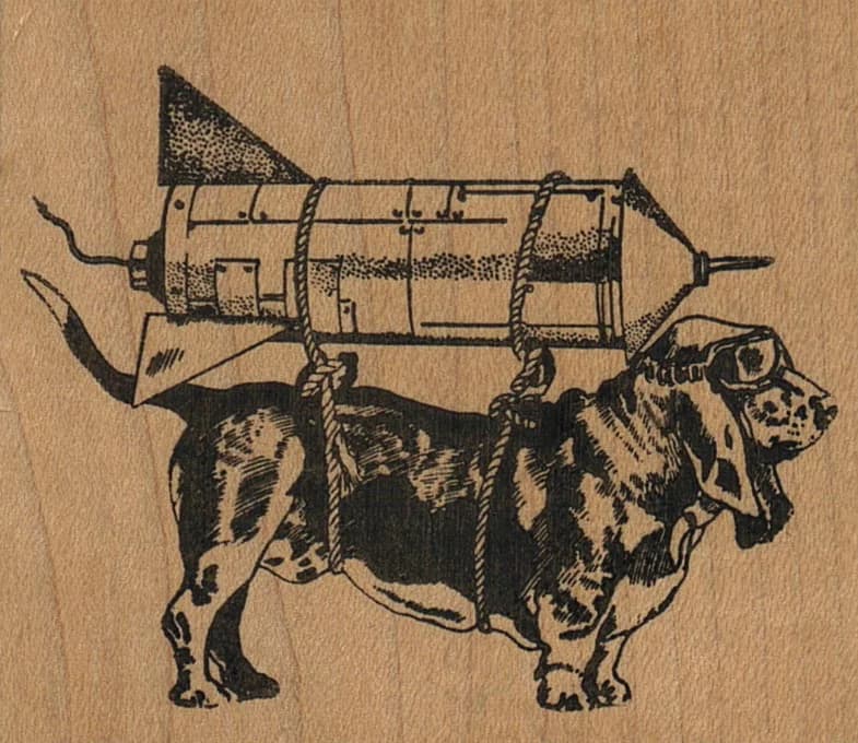 Basset Hound Dog Rocketeer 2 3/4 X 2 1/2